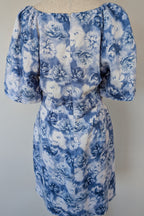 Tokito Blue & White Floral Puff Sleeve Dress Size 10