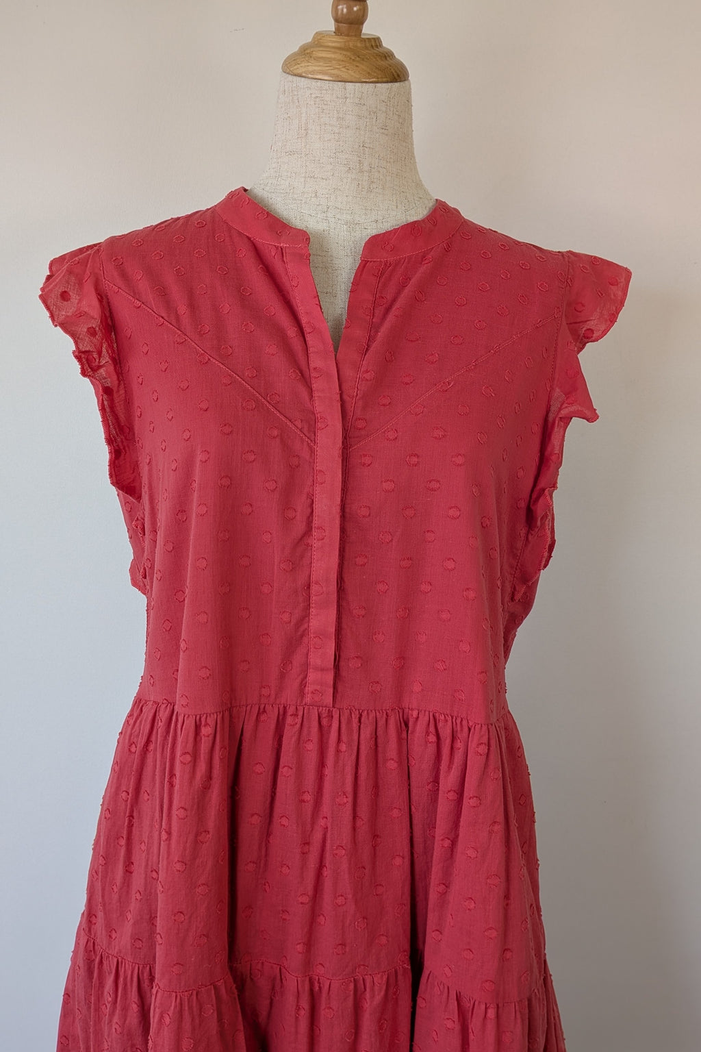 French Connection Geranium Polka Dot 100% Cotton Flutter Sleeve Dress Size 8