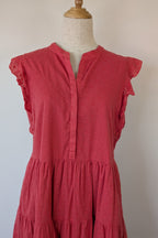 French Connection Geranium Polka Dot 100% Cotton Flutter Sleeve Dress Size 8