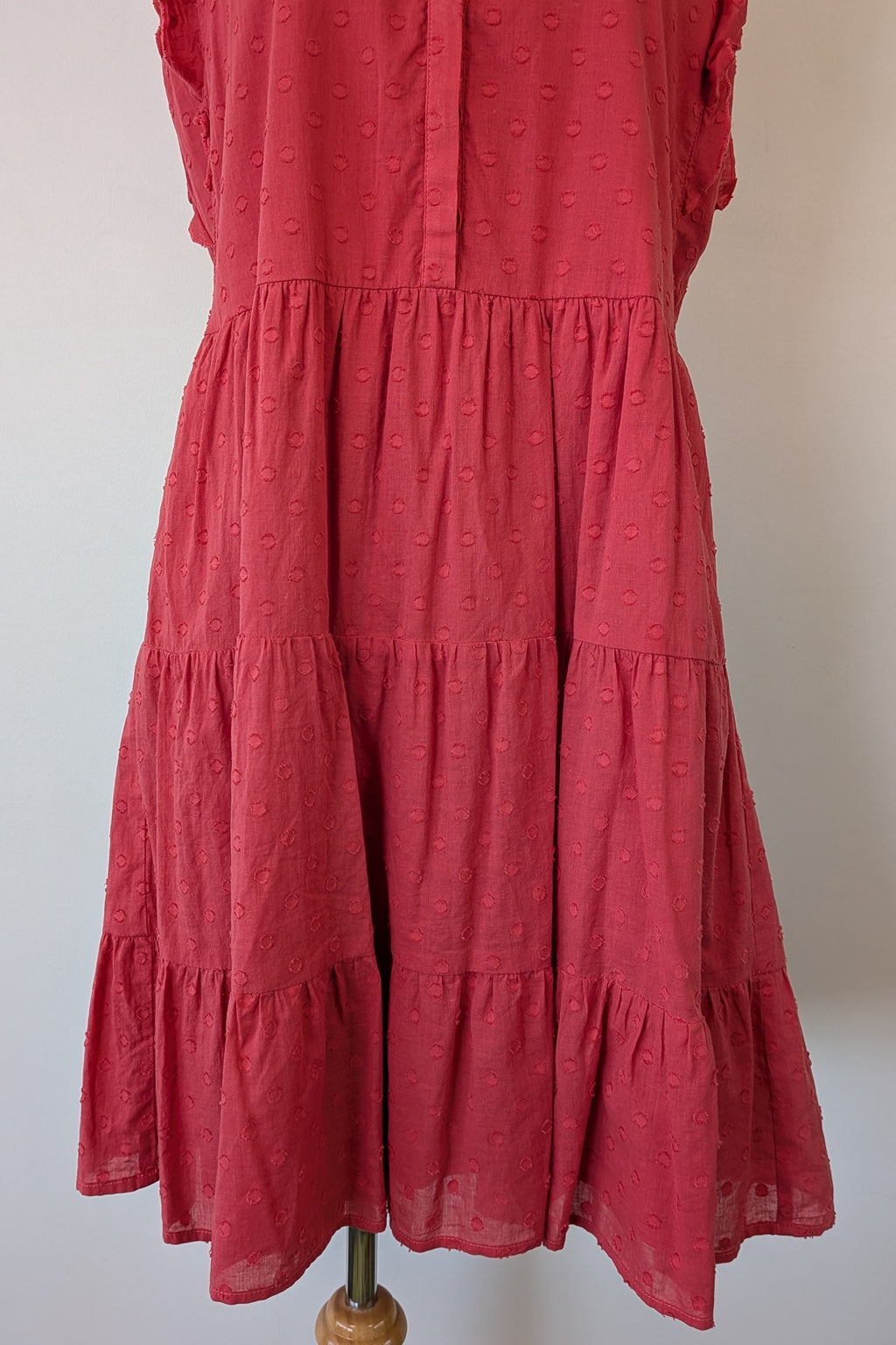 French Connection Geranium Polka Dot 100% Cotton Flutter Sleeve Dress Size 8