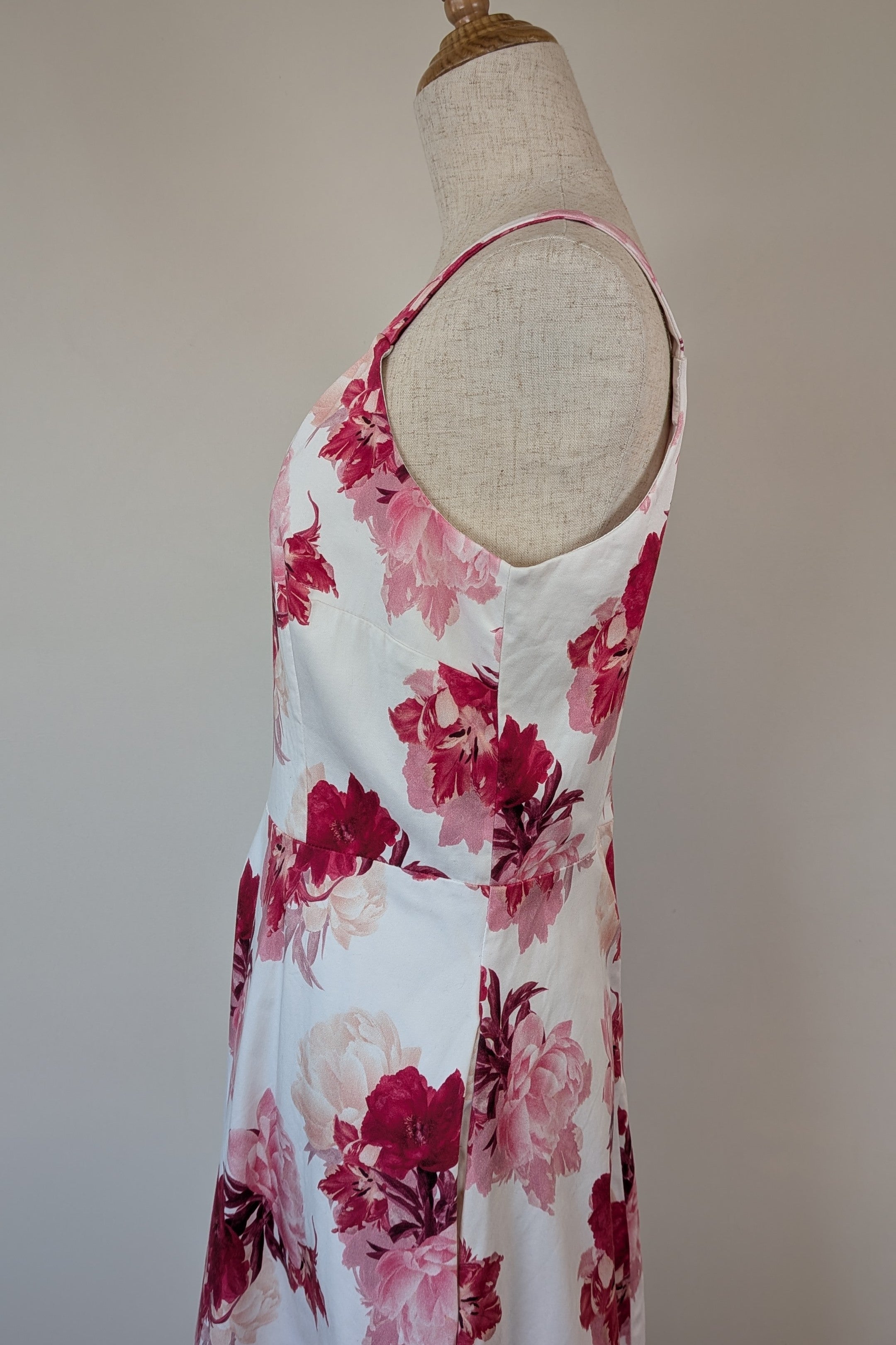 Portmans White & Pink Floral Fit and Flare Dress Size 10
