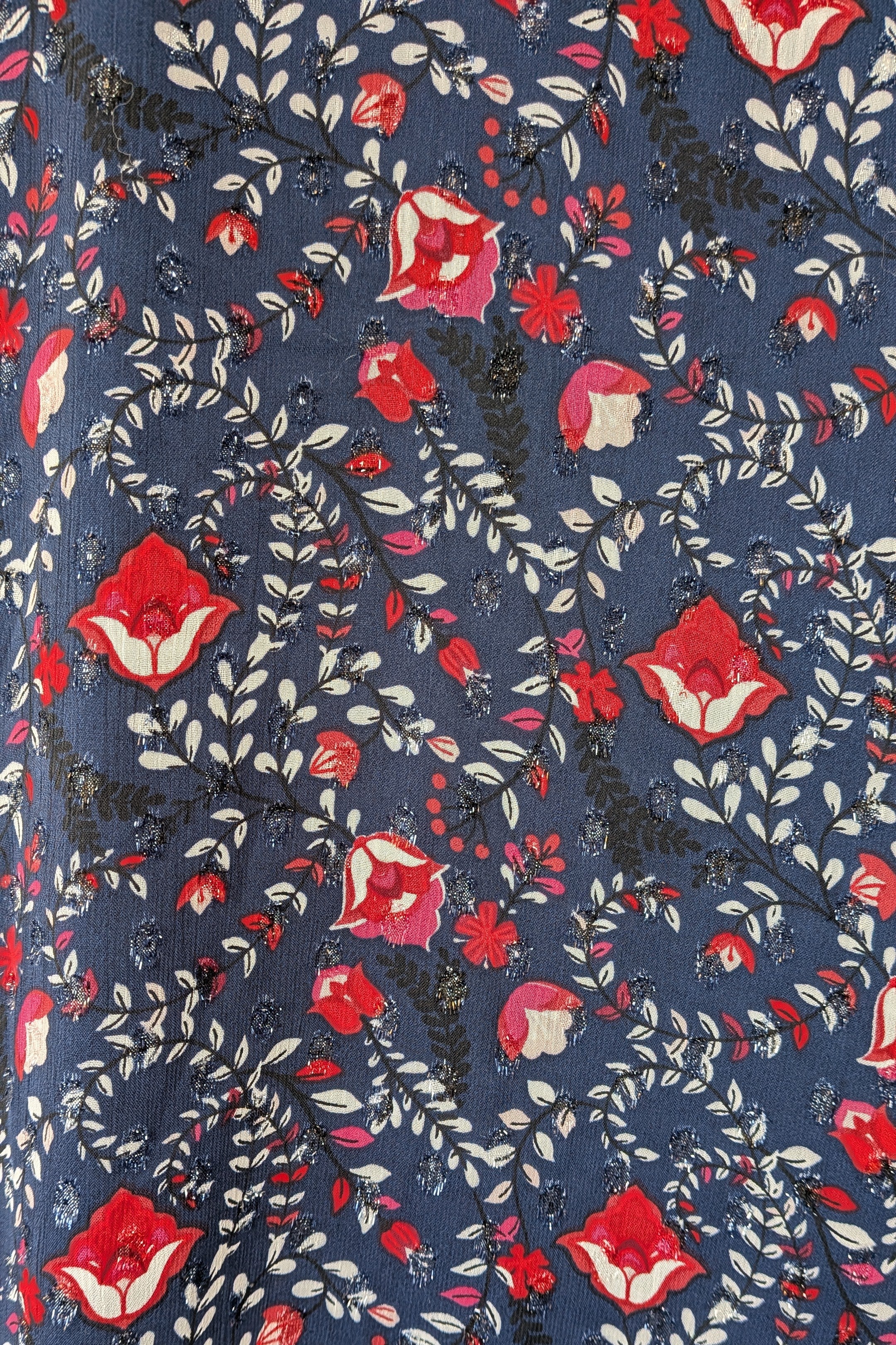 Liz Jordan Frill Trim Lurex Printed Top in Midnight Size 8 Brand New With Tags RRP $139.99