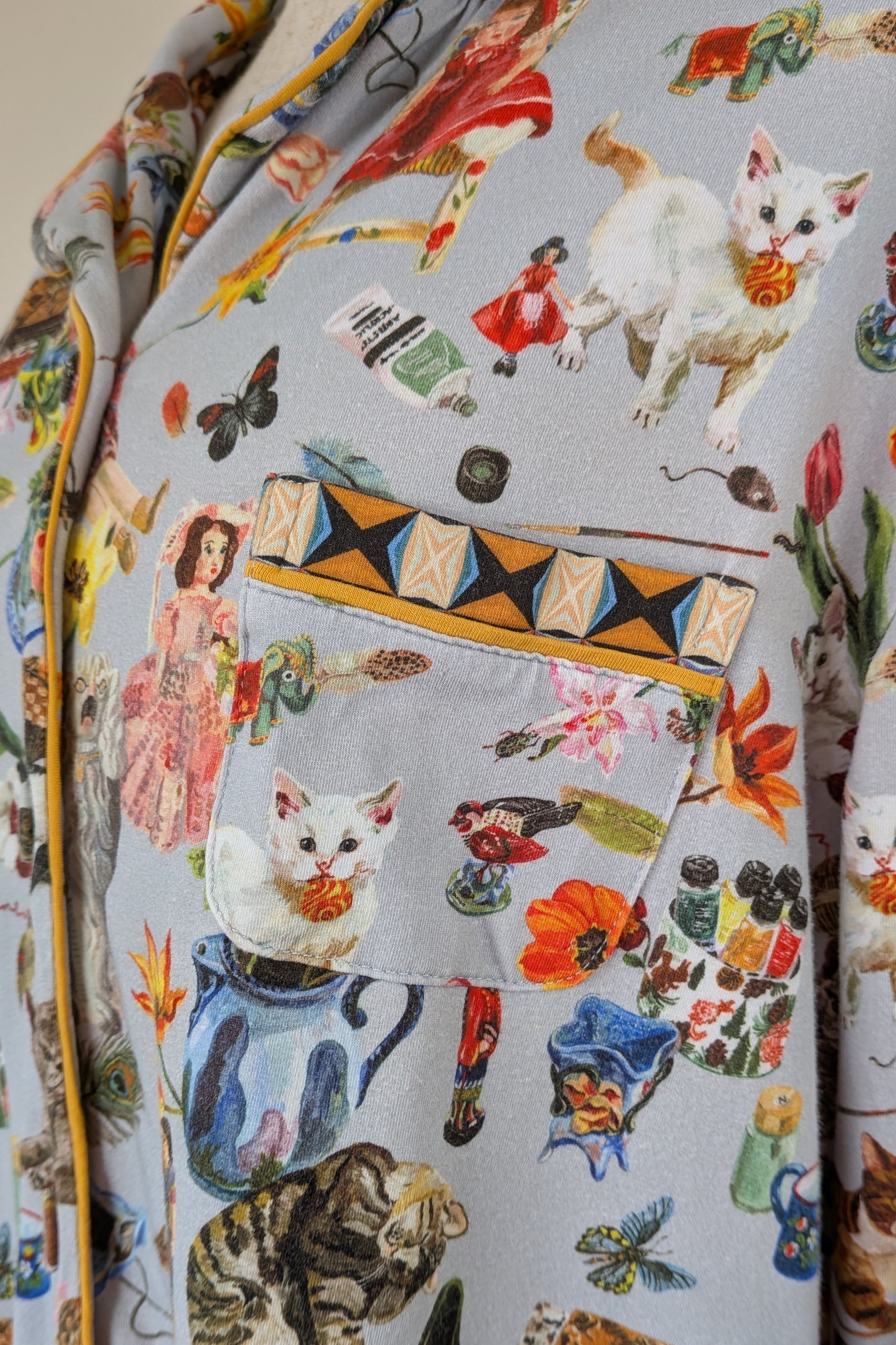 Blue Illusion x Nathalie Lété House of Cats PJ Top Size S