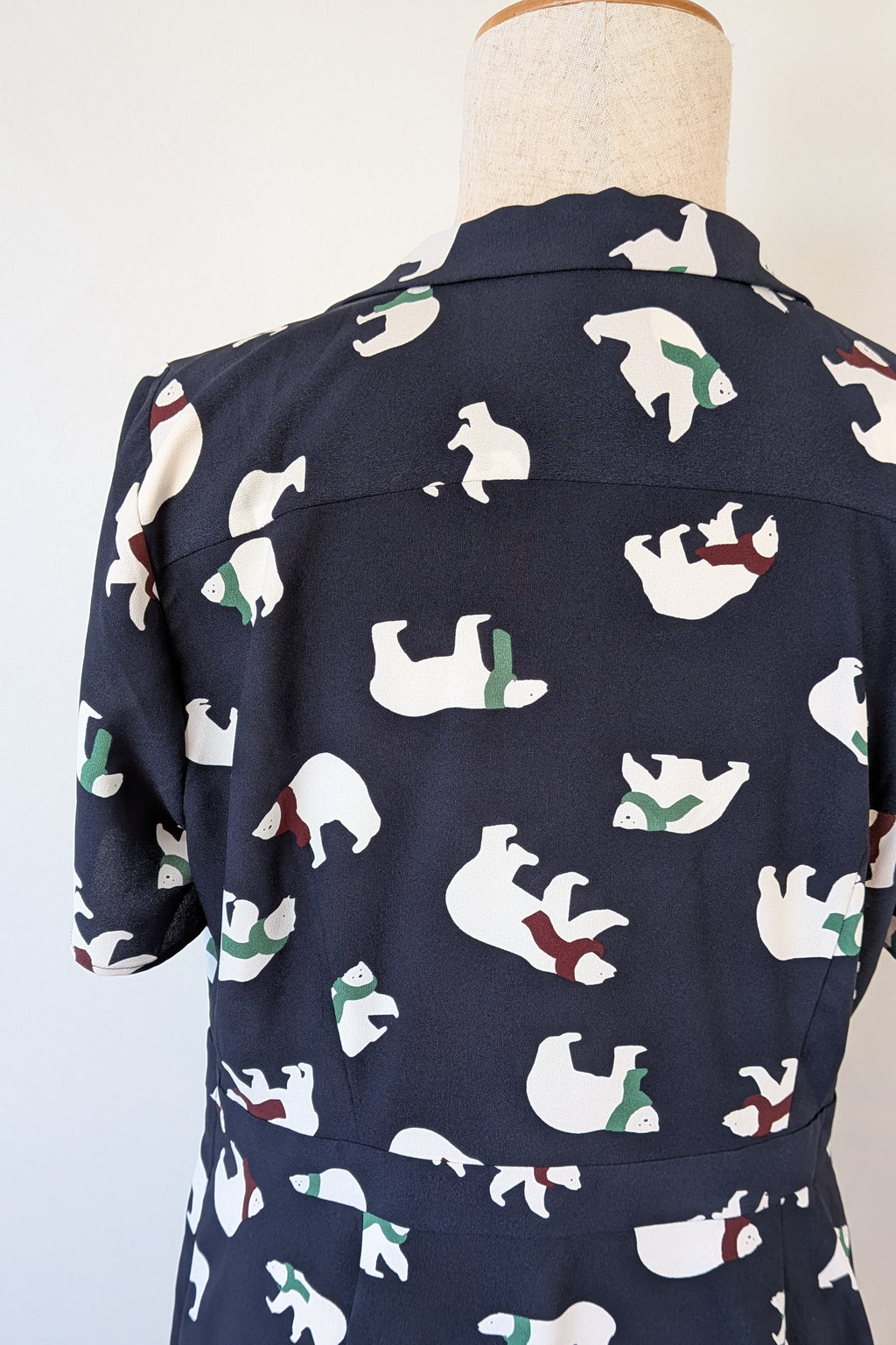 Modcloth Susan Bee Anthony Polar Bear Navy Fit & Flare Dress Size 20