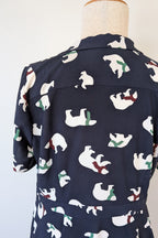 Modcloth Susan Bee Anthony Polar Bear Navy Fit & Flare Dress Size 20