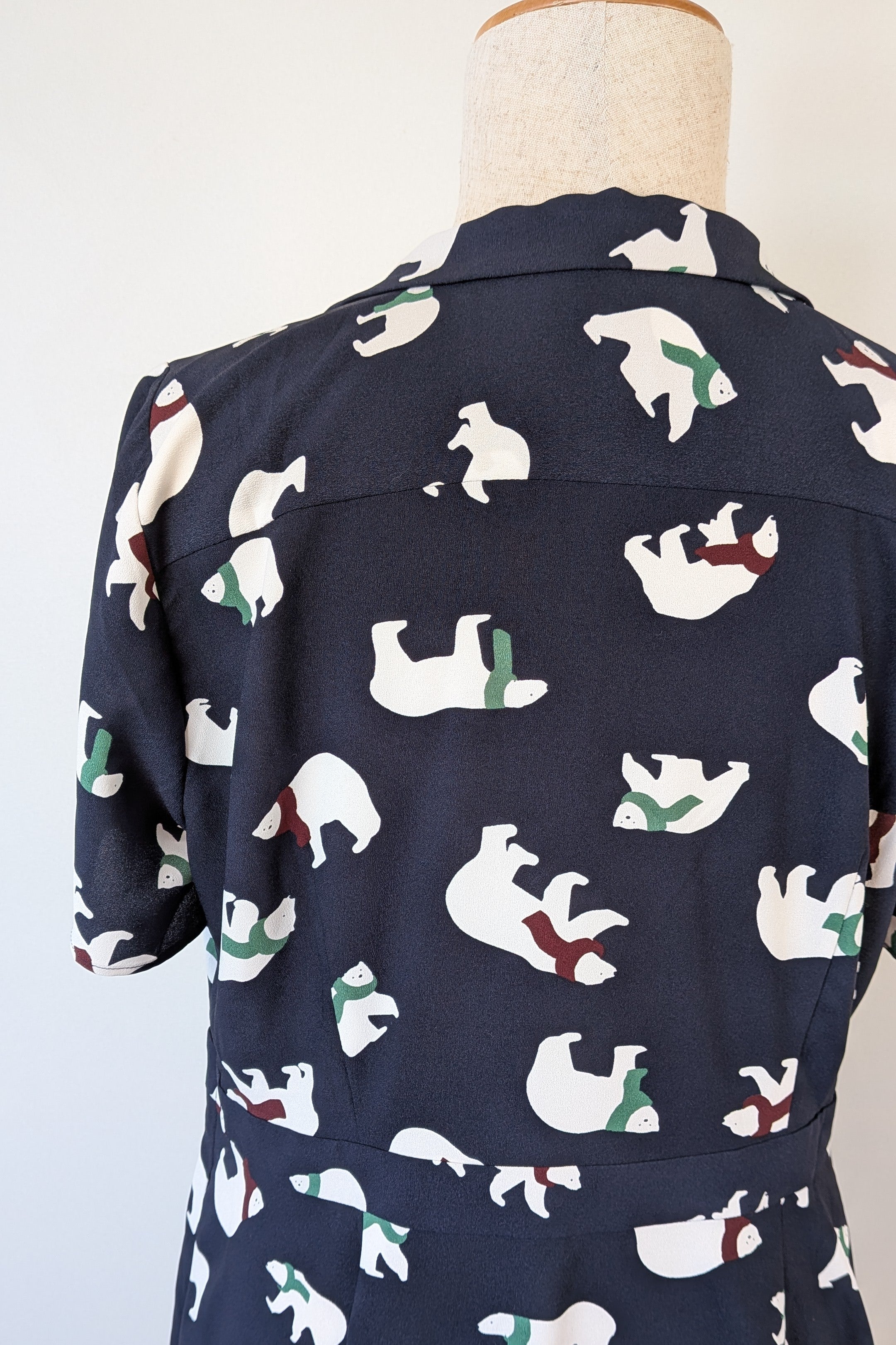 Modcloth Susan Bee Anthony Polar Bear Navy Fit & Flare Dress Size 20