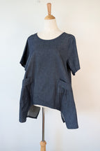 158C Blue Denim Cotton Blend Top in One Size