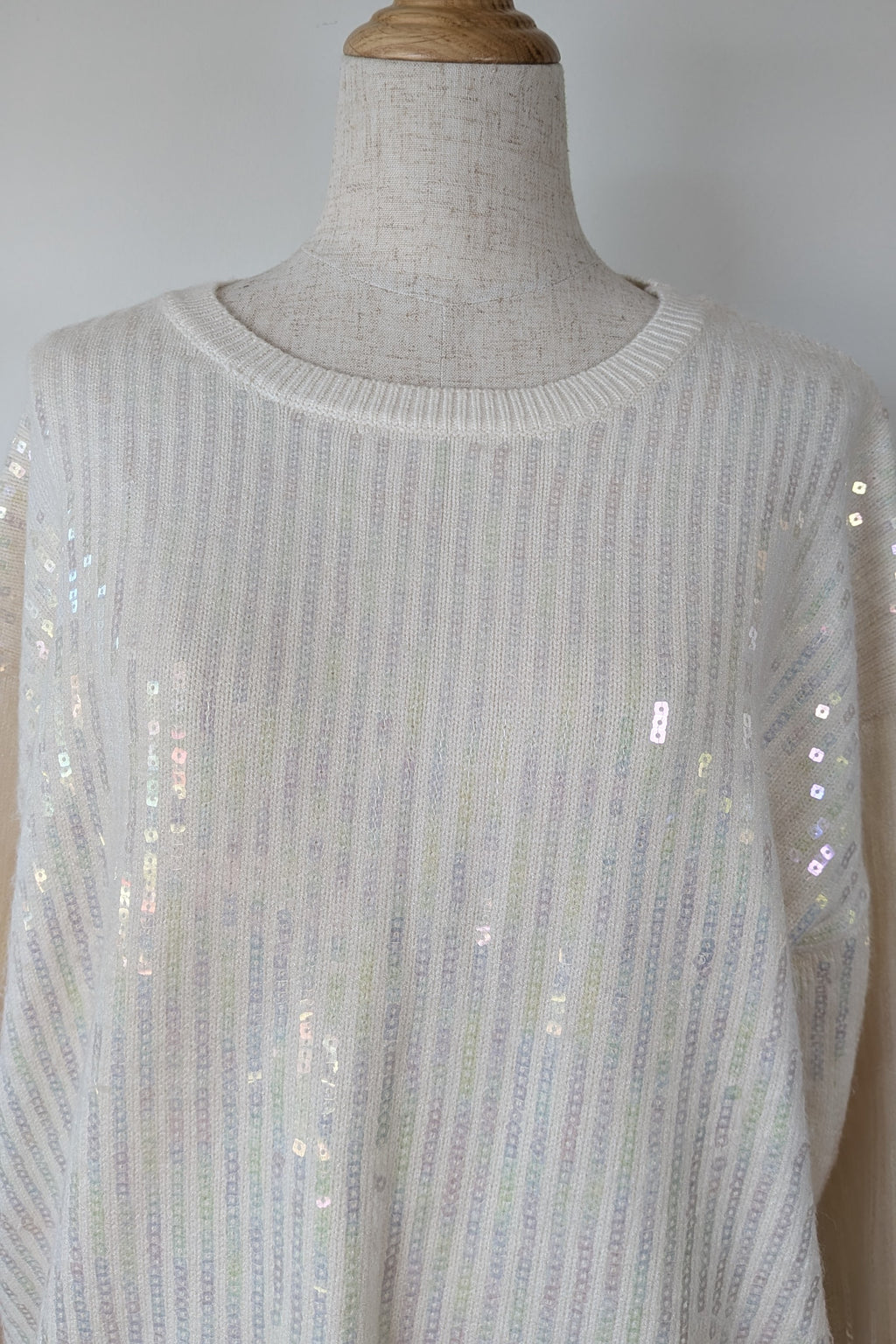 Vine Apparel White Wool Blend Iridescent Sequin Jumper Size M/L