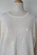 Vine Apparel White Wool Blend Iridescent Sequin Jumper Size M/L