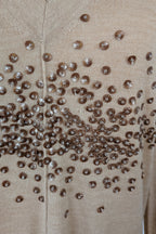 Witchery 100% Merino Wool Champagne Sequin Bead Detail Jumper Size XS