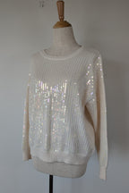 Vine Apparel White Wool Blend Iridescent Sequin Jumper Size M/L