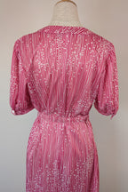 Vintage 80s Debra Fashions Melbourne Pink & White Abstract Pattern Shirtwaister Dress Size 10/12