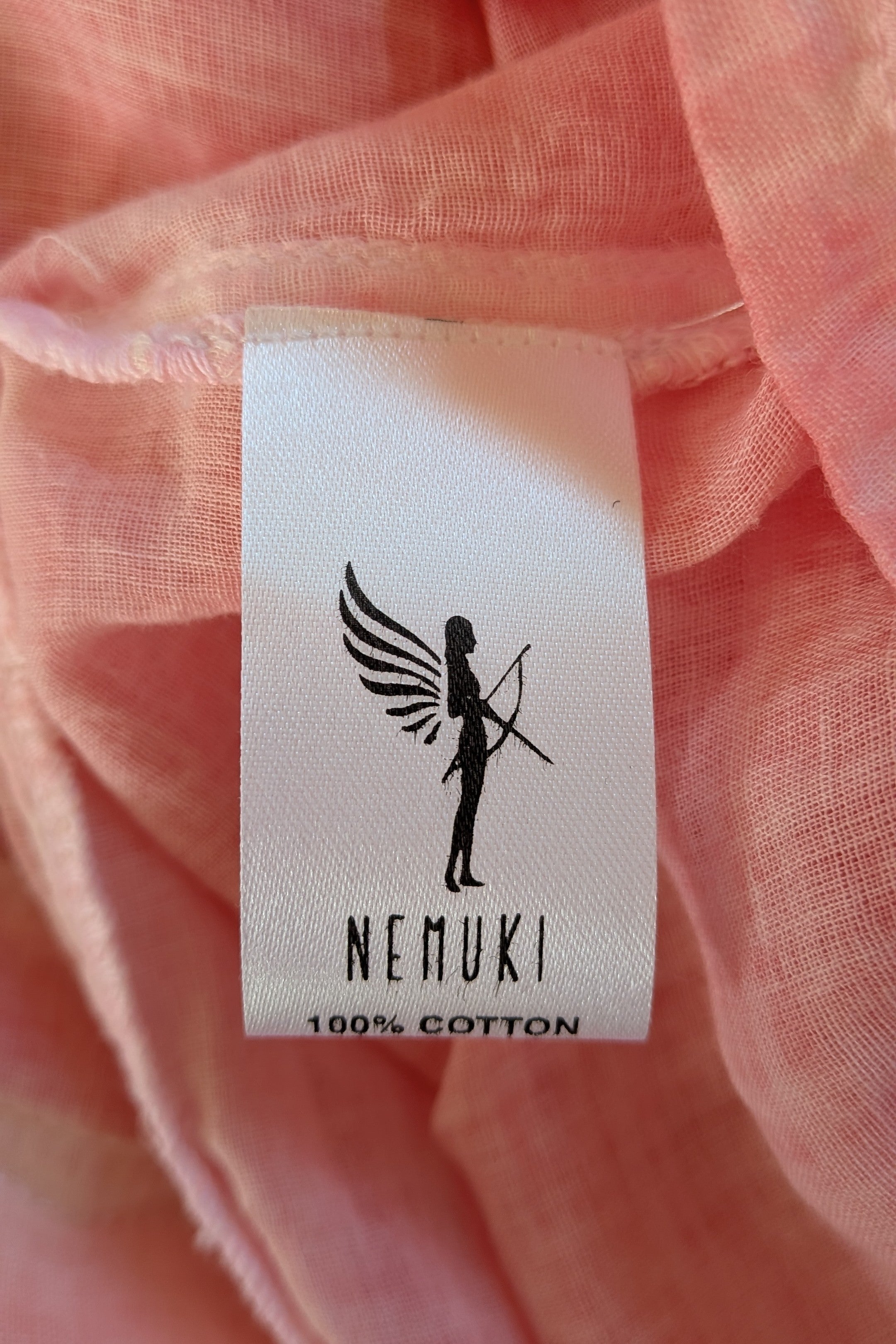 Nemuki Pink Embroidered 100% Cotton Gauze Kurta Tunic Size M