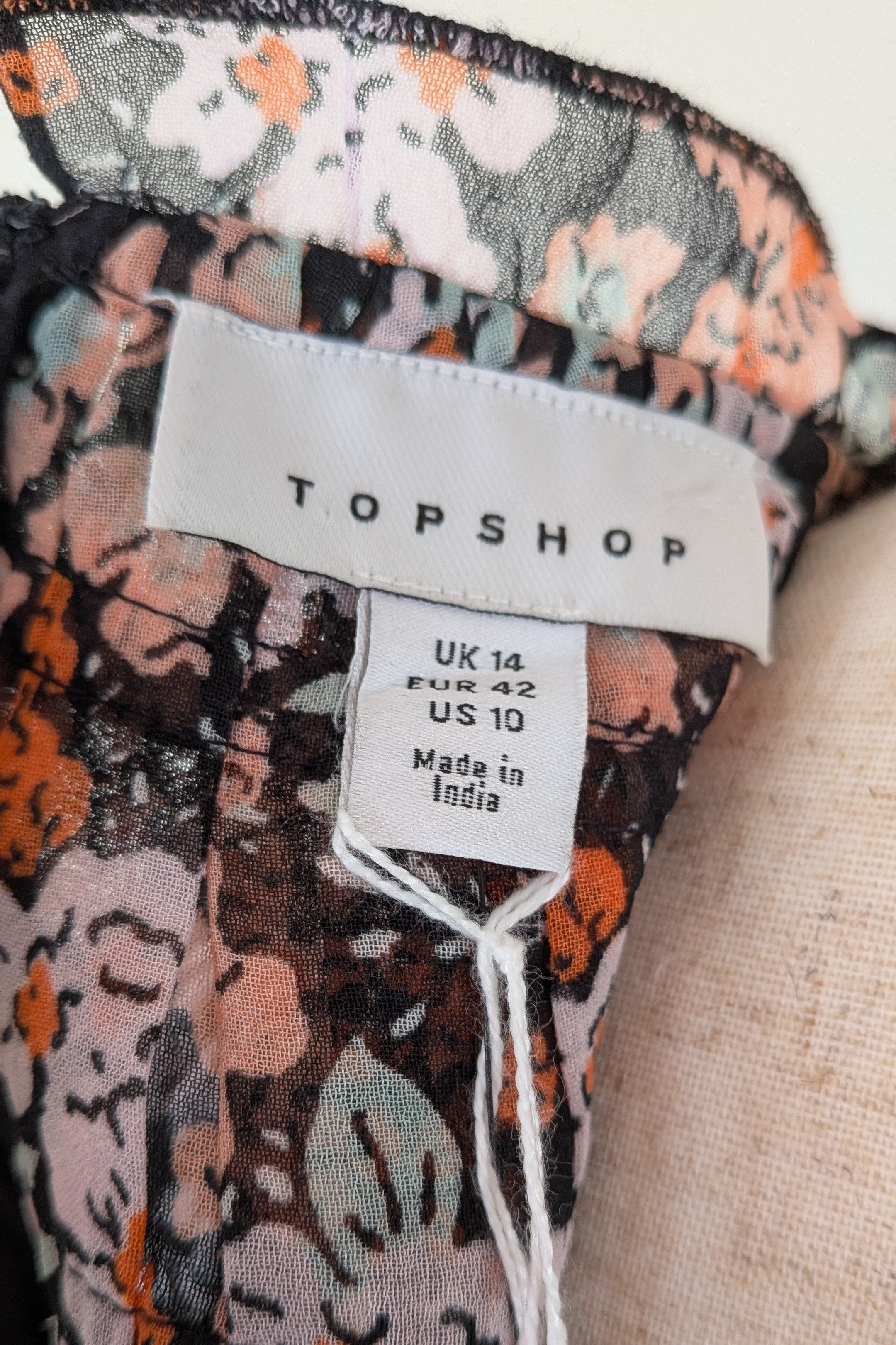 Topshop Floral Print Ruched Mini Dress Sz 14 RRP $80