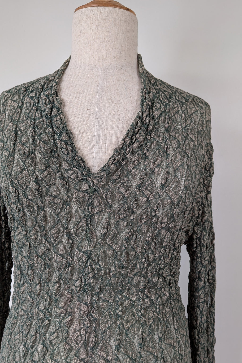 Vintage Y2K Envy Me Green Bouclé Weave Tunic One Size