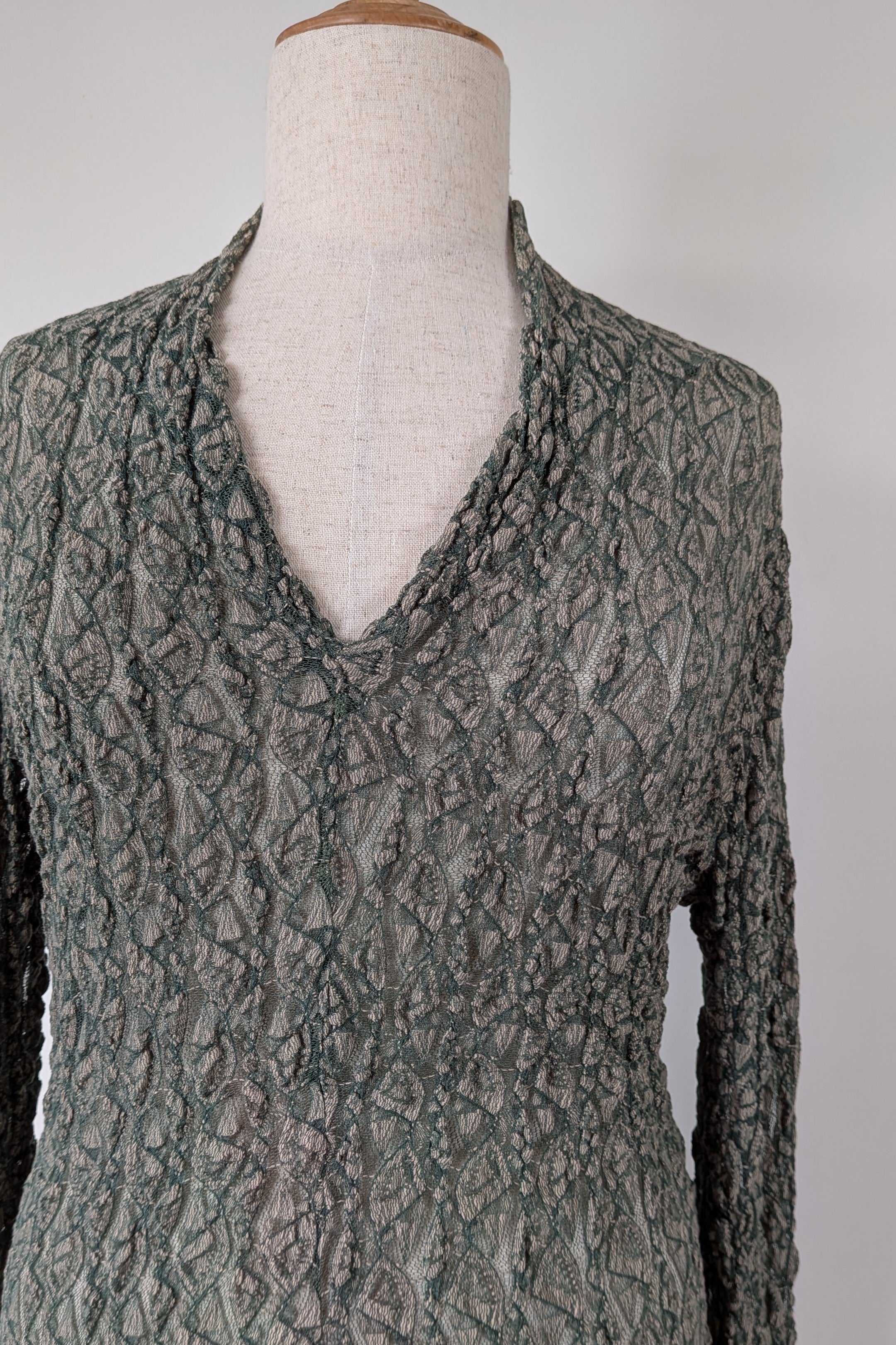 Vintage Y2K Envy Me Green Bouclé Weave Tunic One Size