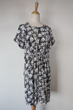 Veducci Linen Blend Floral Monochrome Dress Size 10