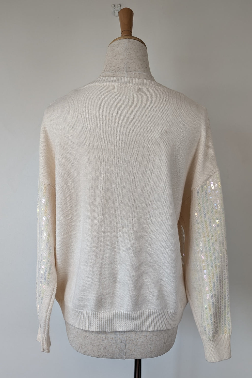 Vine Apparel White Wool Blend Iridescent Sequin Jumper Size M/L