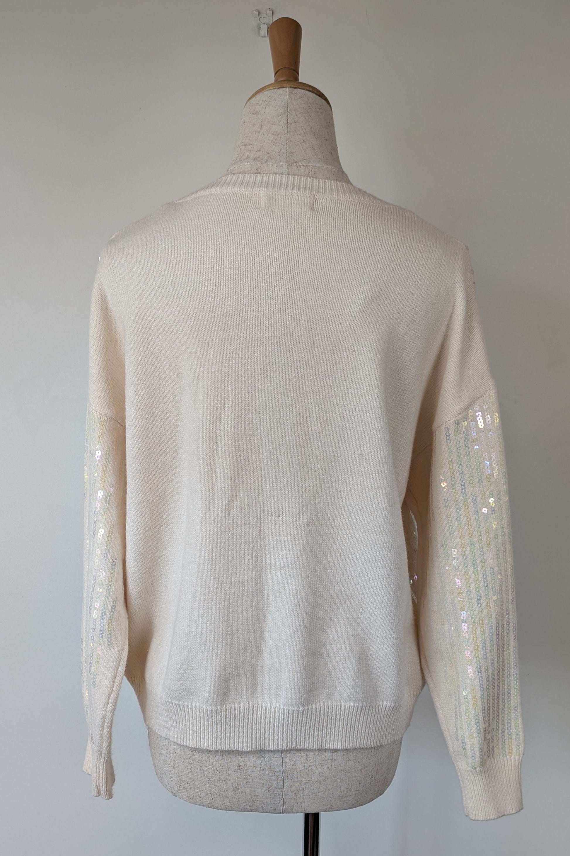 Vine Apparel White Wool Blend Iridescent Sequin Jumper Size M/L