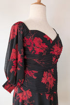 City Chic Crimson Garden Ruched Off The Shoulder Dress Size S