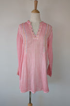 Nemuki Pink Embroidered 100% Cotton Gauze Kurta Tunic Size M