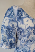 Tokito Blue & White Floral Puff Sleeve Dress Size 10