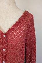 Ellis & Dewey White Label Red Wool Blend Panel Cardigan Size S