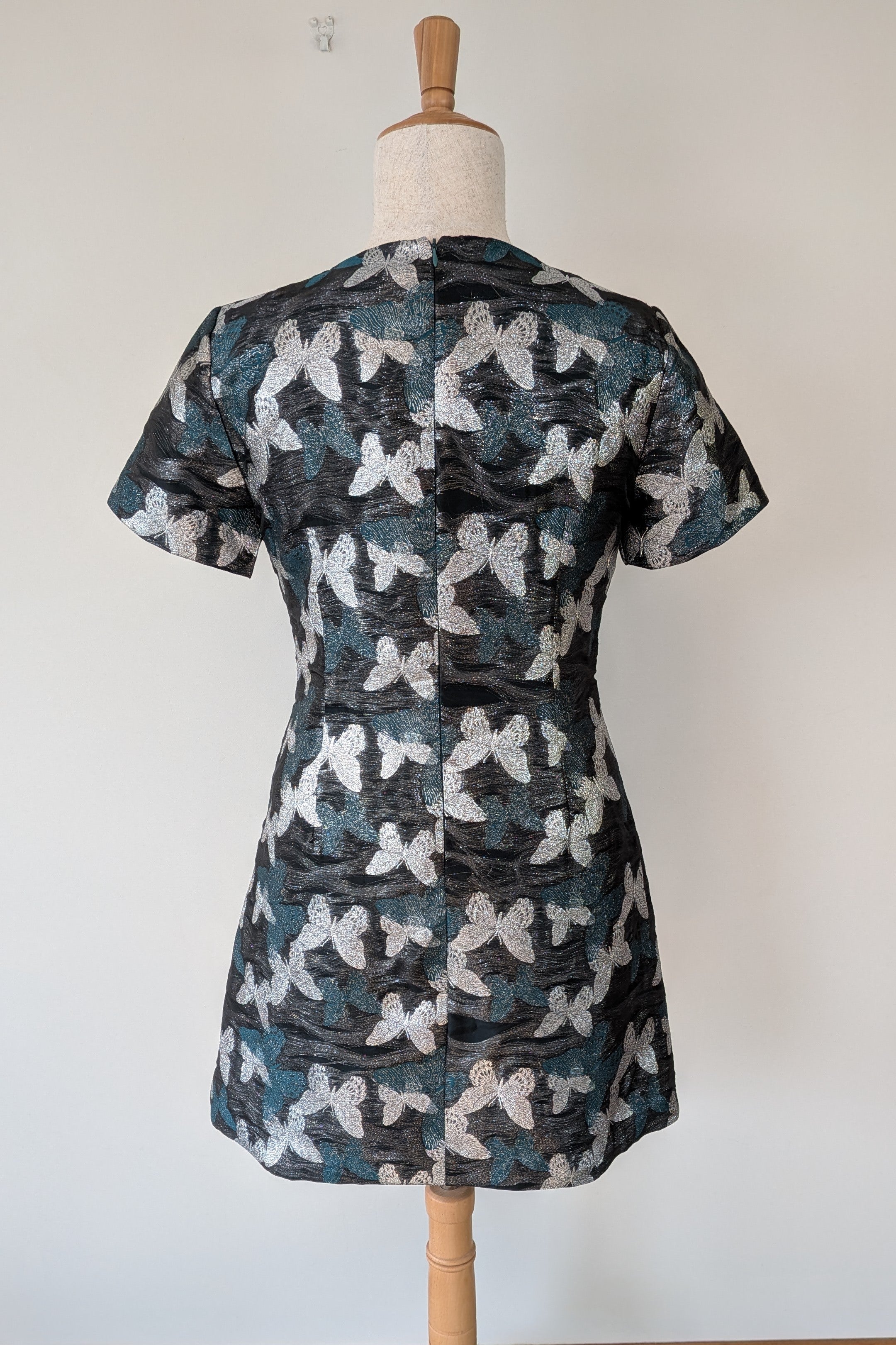 Contony Black Label Metallic Butterfly Sheath Mini Dress Size 14/16