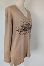 Witchery 100% Merino Wool Champagne Sequin Bead Detail Jumper Size XS