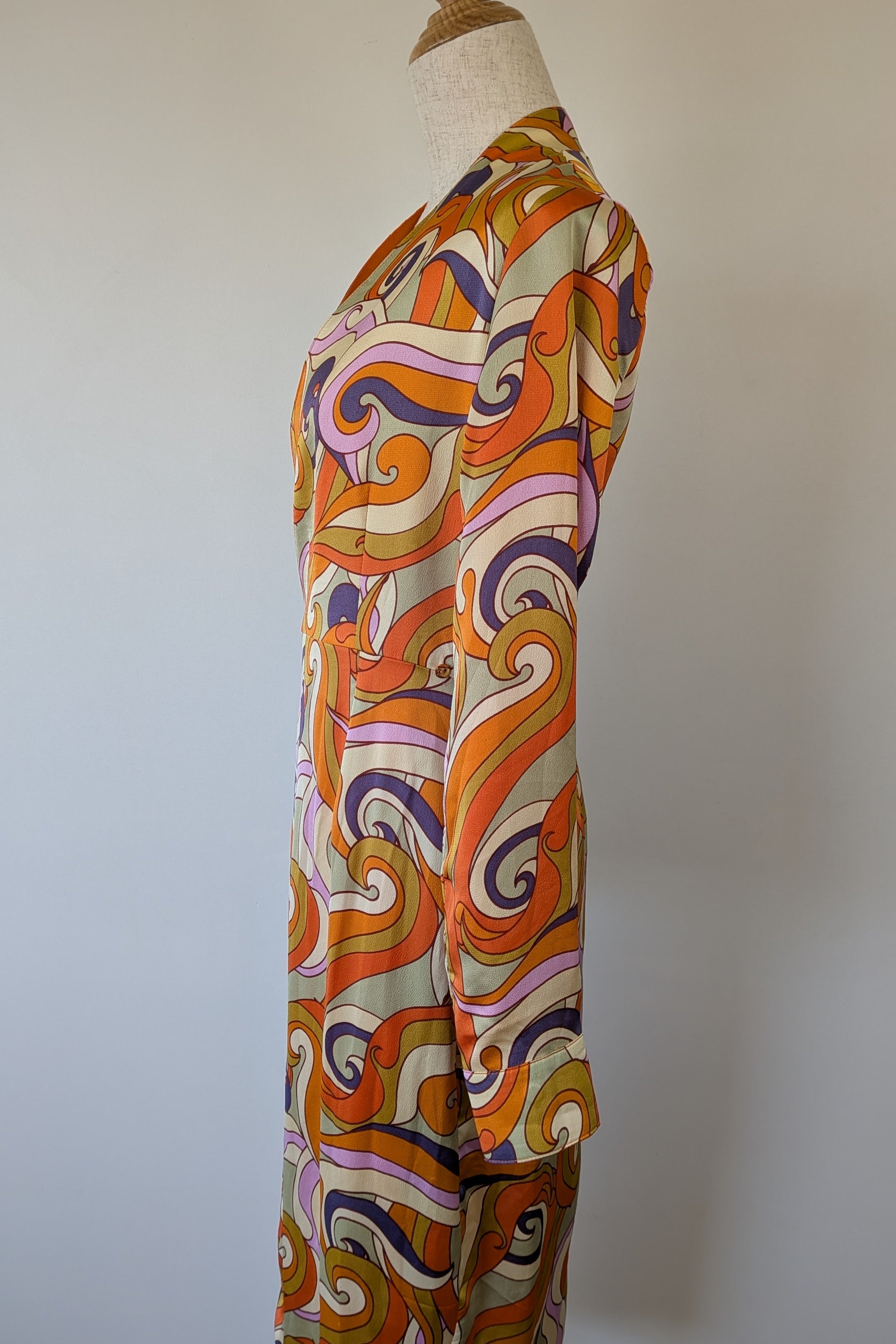 Never Fully Dressed Retro Groove Orange Wrap Midi Dress Size S