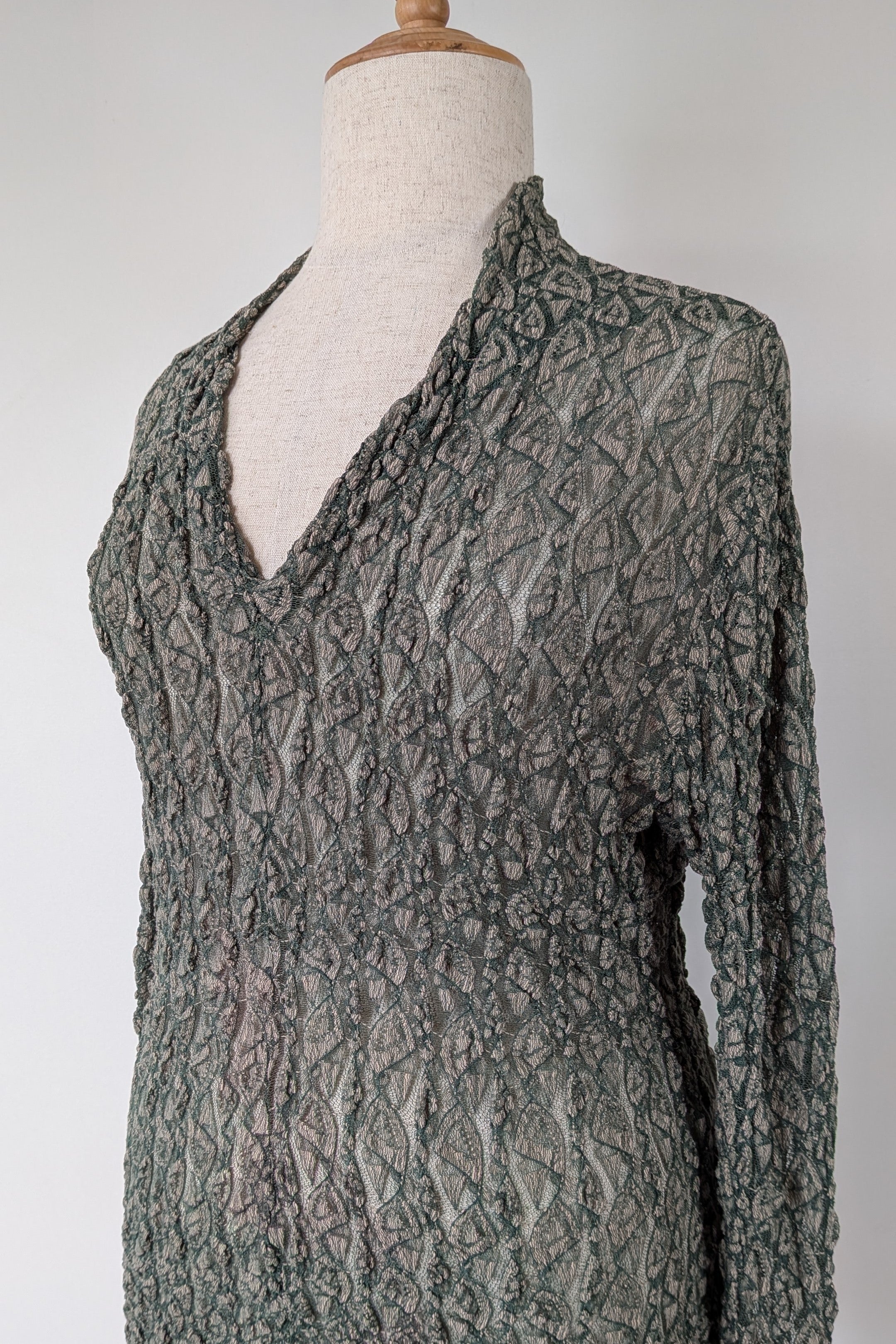 Vintage Y2K Envy Me Green Bouclé Weave Tunic One Size