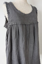 Montaigne Grey Pur Frayed Singlet Top in Linen Size S