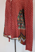Ellis & Dewey White Label Red Wool Blend Panel Cardigan Size S