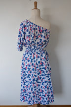 Witchery Linen One Shoulder Watercolour Print Midi Dress with Cut Out Size 16