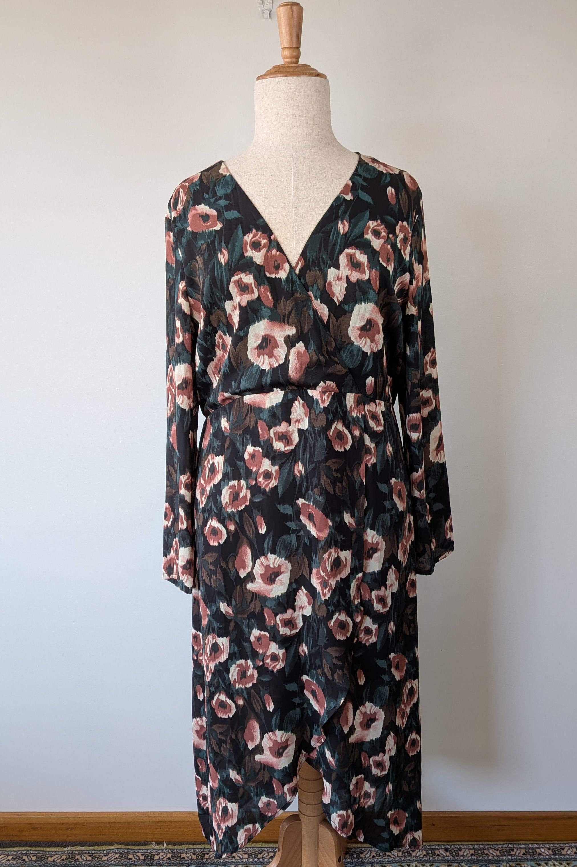 Missguided Floral Print Midi Tea Dress Size 22 Brand New With Tags