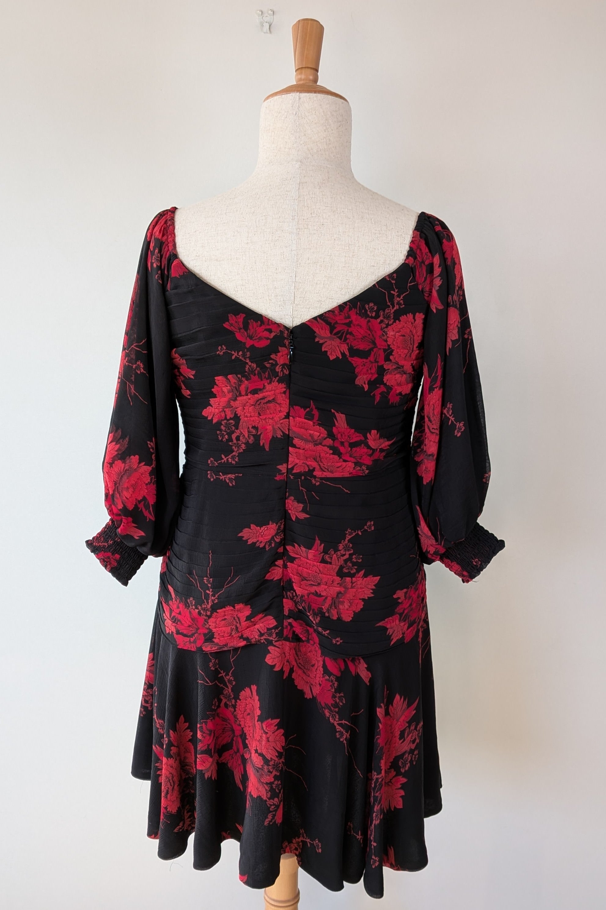 City Chic Crimson Garden Ruched Off The Shoulder Dress Size S