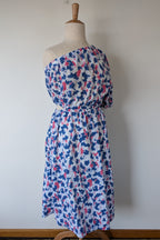 Witchery Linen One Shoulder Watercolour Print Midi Dress with Cut Out Size 16