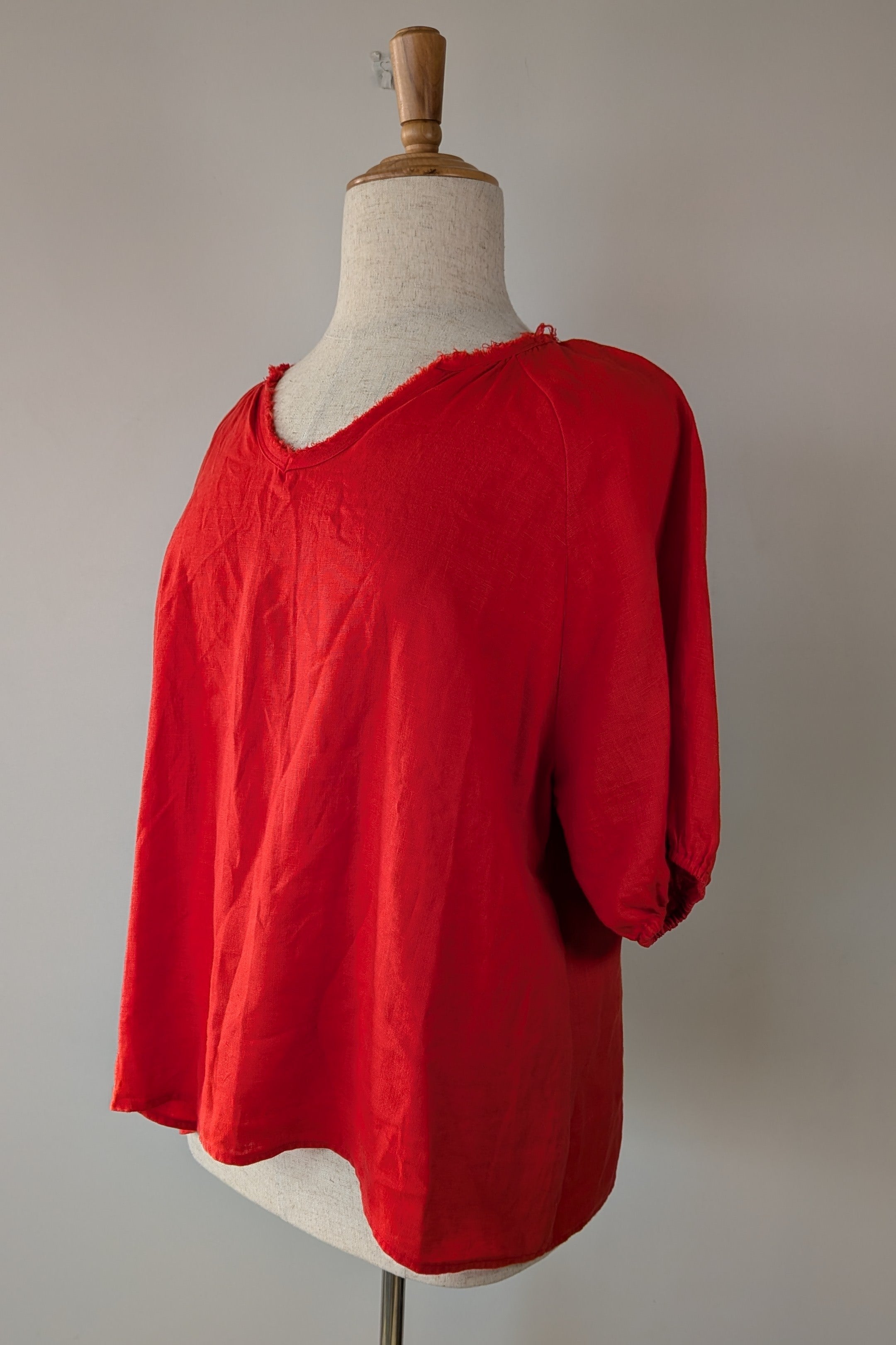 Soul Sparrow Red 100% Linen Top Size XL