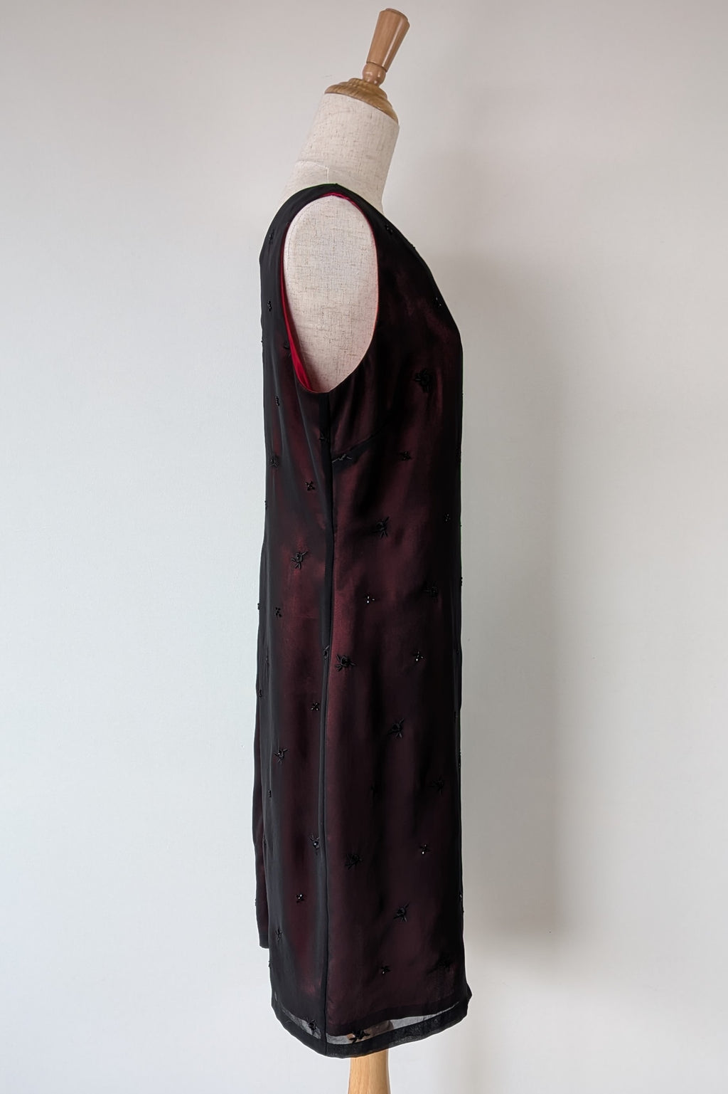 Vintage Y2K Suzanne Grae Red & Black Overlay Dress Size 12