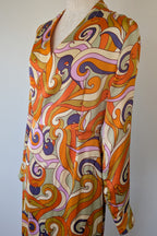 Never Fully Dressed Retro Groove Orange Wrap Midi Dress Size S