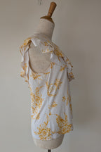 Witchery One Shoulder Ruffle Yellow Floral Top Size XS