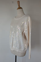 Vine Apparel White Wool Blend Iridescent Sequin Jumper Size M/L