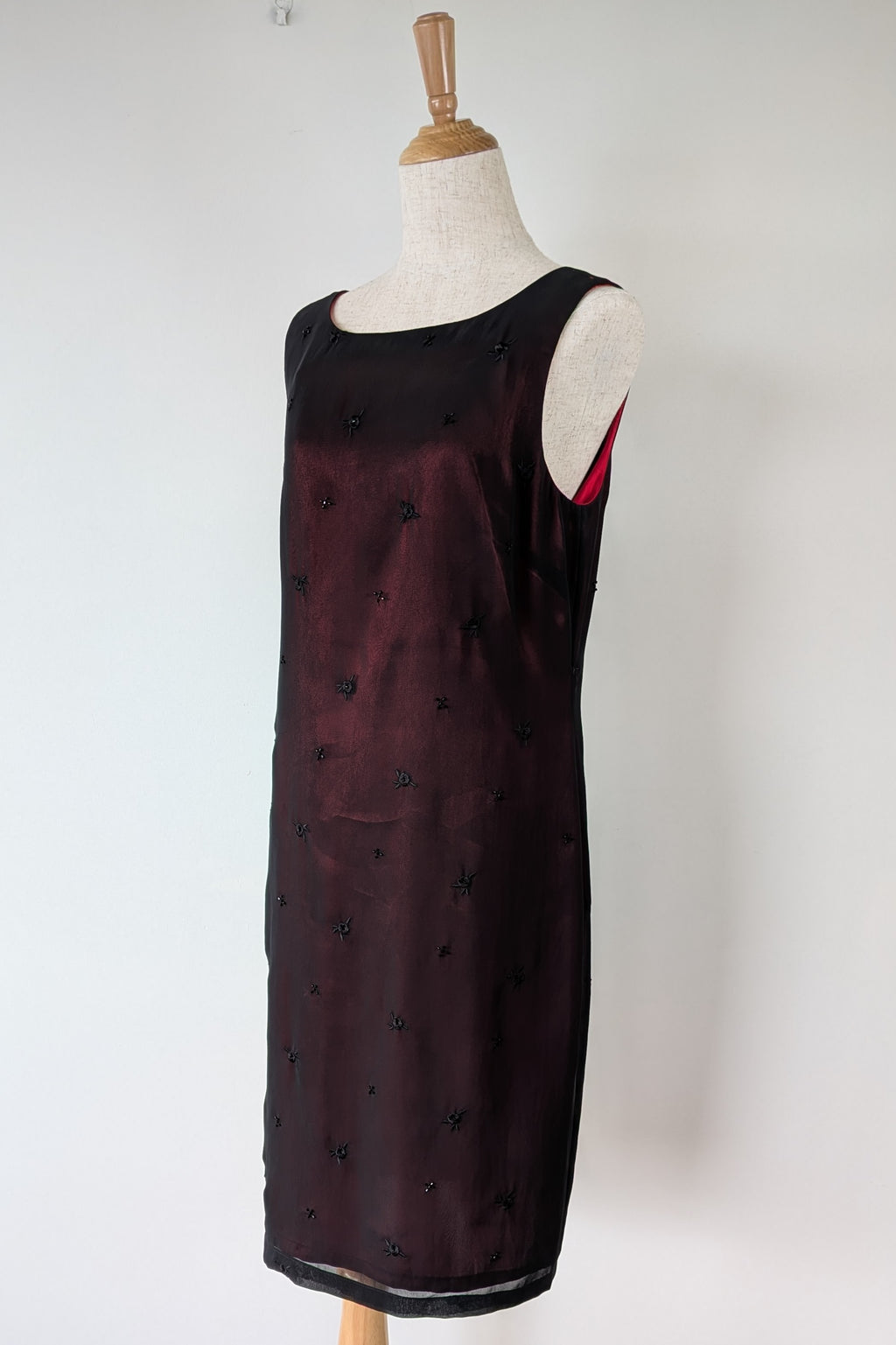 Vintage Y2K Suzanne Grae Red & Black Overlay Dress Size 12