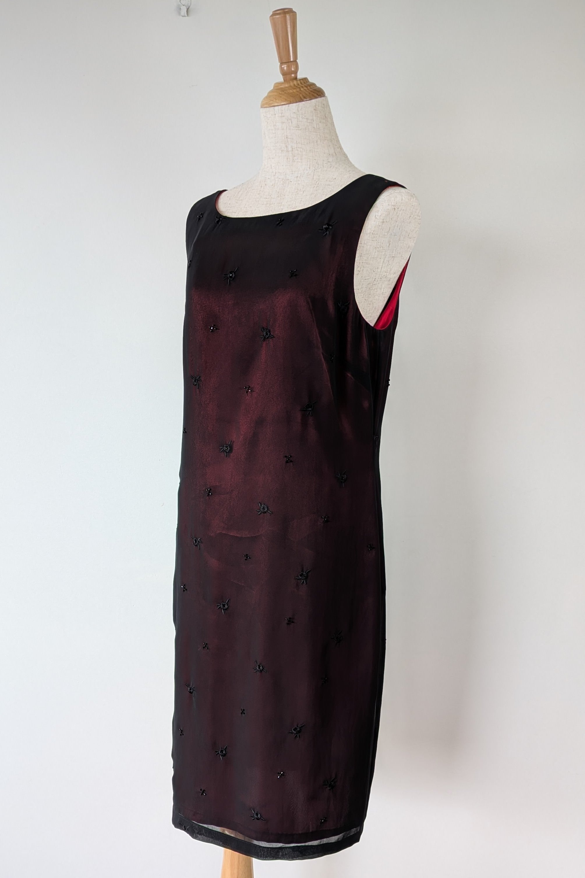 Vintage Y2K Suzanne Grae Red & Black Overlay Dress Size 12