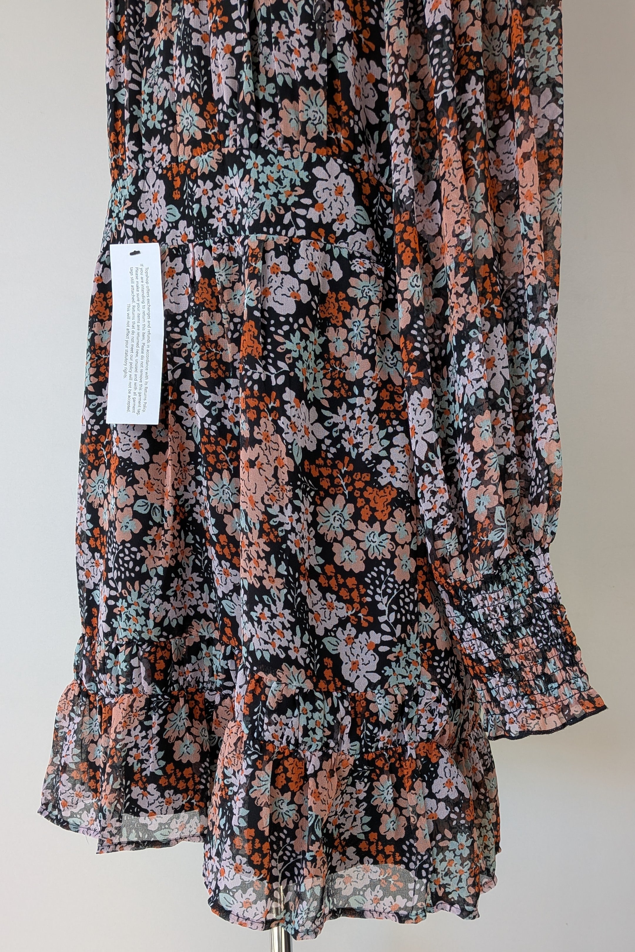 Topshop Floral Print Ruched Mini Dress Sz 14 RRP $80