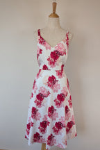 Portmans White & Pink Floral Fit and Flare Dress Size 10