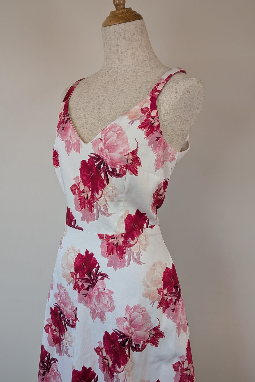 Portmans White & Pink Floral Fit and Flare Dress Size 10