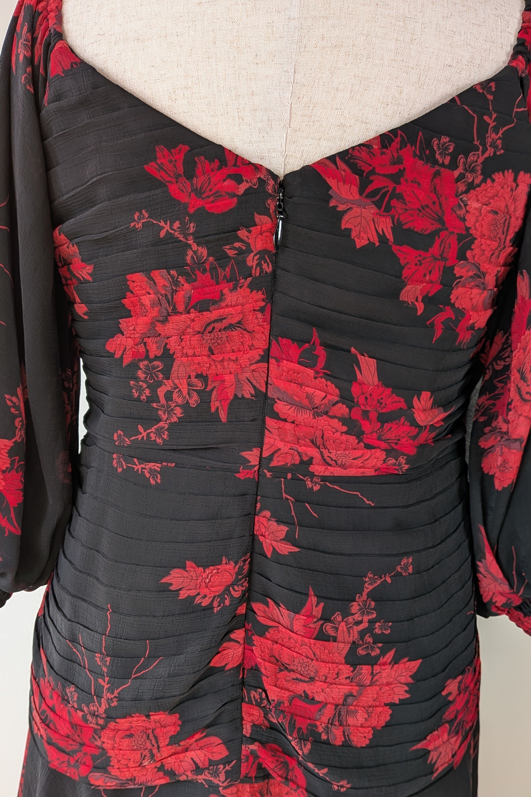 City Chic Crimson Garden Ruched Off The Shoulder Dress Size S