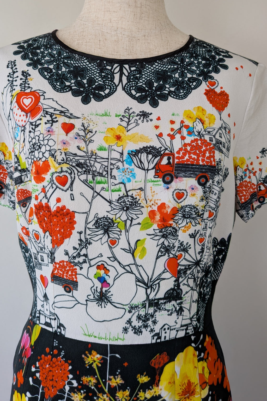 Piccione.Piccione Italian Designer Printed A-Line Dress Size 10/12