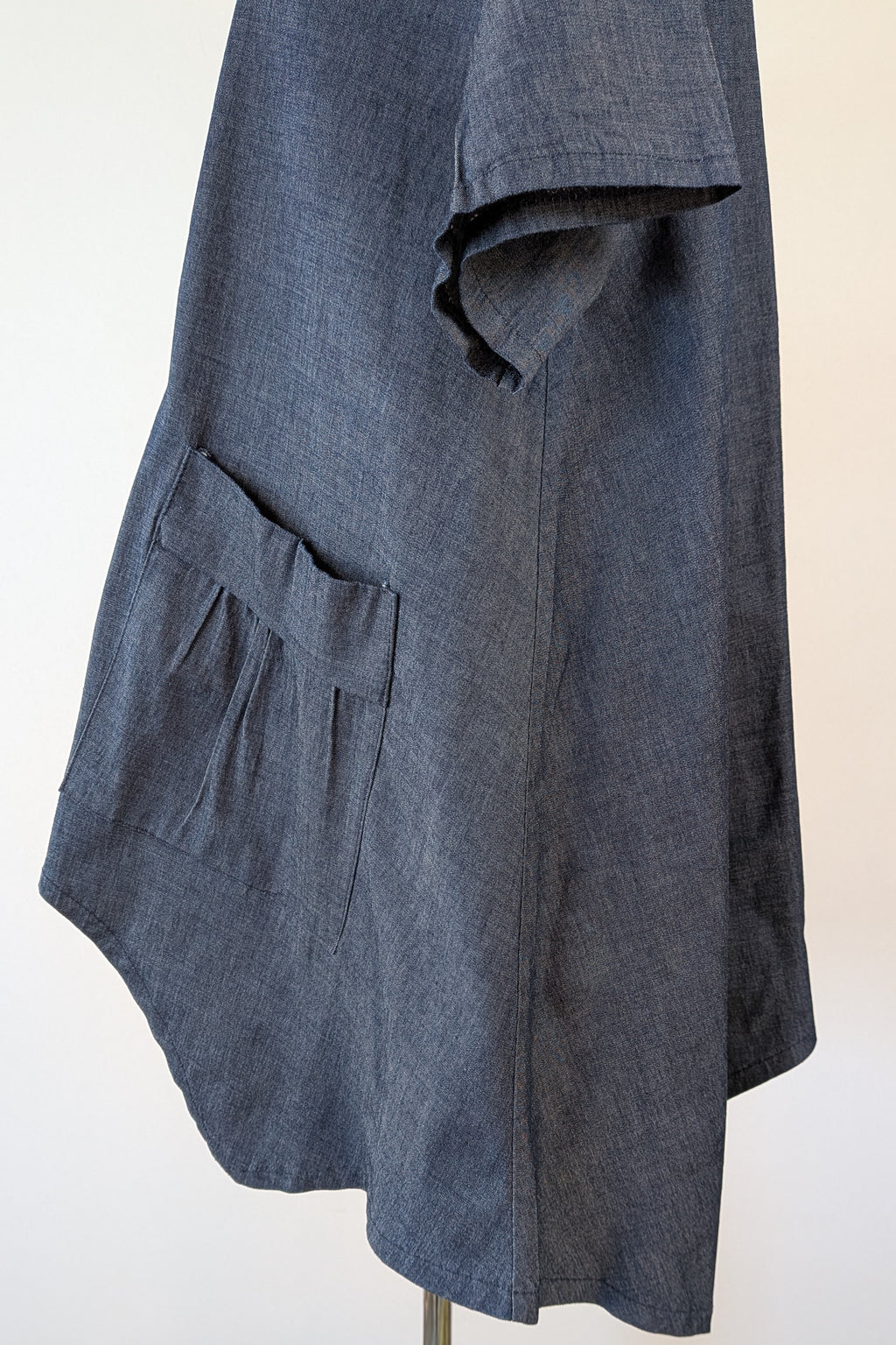 158C Blue Denim Cotton Blend Top in One Size